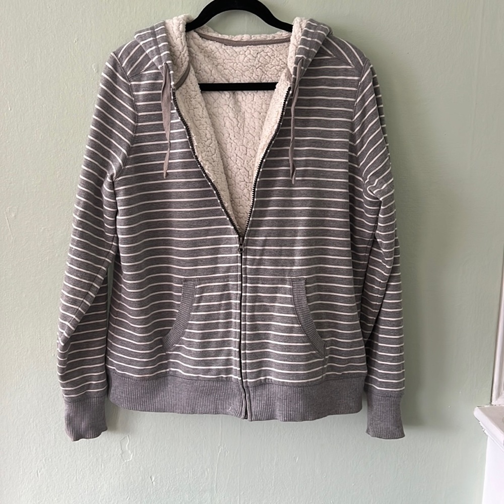 Striped shearling jacket